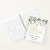 緑の金ゴールドの葉クロスベビーバプテスマ ノートブック (内部)