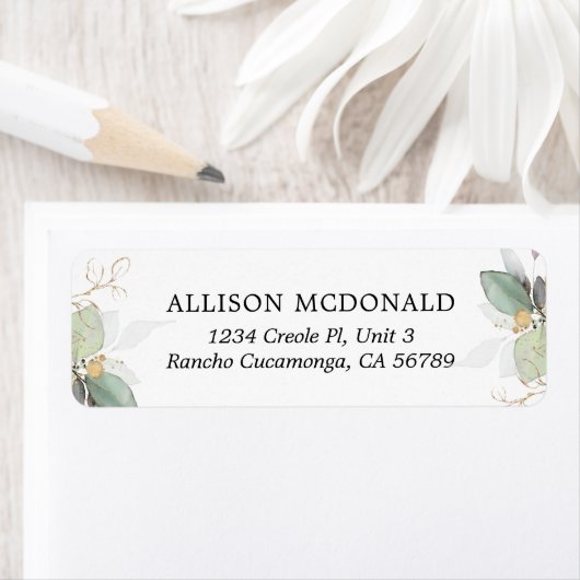 緑の金ゴールドの葉ユーカリのラベル ラベル (インサイチュ)