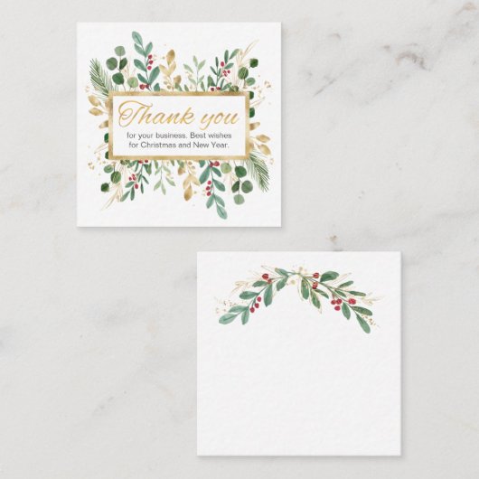 緑の金ゴールドの葉、ありがとうございます名刺 スクエア名刺 (正面/裏面)