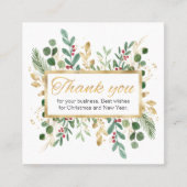 緑の金ゴールドの葉、ありがとうございます名刺 スクエア名刺 (正面)