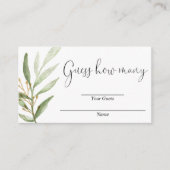 緑の金ゴールドの赤ちゃんシャワーカードの数を推測 エンクロージャーカード (正面)