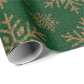 緑の金ゴールドの雪素朴片の背景 ラッピングペーパー (ロールコーナー)
