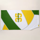 緑の金ゴールドまたはANY色のバレーボパーソナライズされたール ビーチタオル (正面)