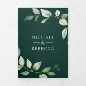 緑の金ゴールドアンパサンドQRコードエメラルド結婚ズ 三つ折り招待状 (カバー)