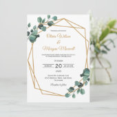 緑の金ゴールドアーチ幾何結婚式招待状 招待状 (スタンド正面)