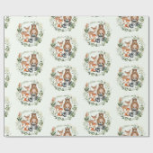 緑の金ゴールドウッドランドフォレストベビー動物 ラッピングペーパー (フラット)