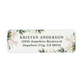 緑の金ゴールドエレガントの水色ボーホリーフアドレス ラベル