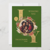 緑の金ゴールドエレガントフォトクリスマス シーズンカード (正面)