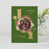 緑の金ゴールドエレガントフォトクリスマス シーズンカード (スタンド正面)