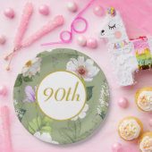 緑の金ゴールドエレガントフローラモダン時代 ペーパープレート (パーティー)