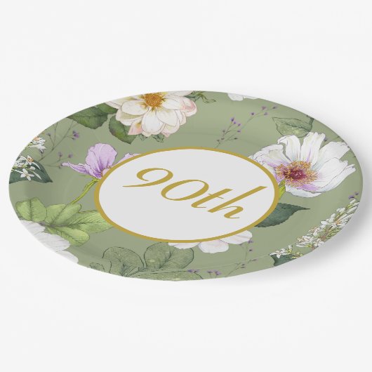 緑の金ゴールドエレガントフローラモダン時代 ペーパープレート