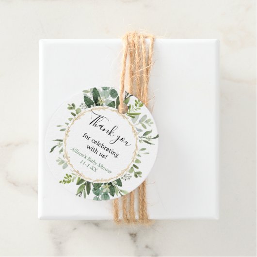 緑の金ゴールドエレガントユーカリ赤ちゃんシャワー フェイバータグ (インサイチュ)