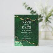 緑の金ゴールドエレガント大理石のジオード日付を保存 案内ポストカード (スタンド正面)