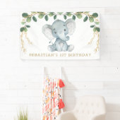 緑の金ゴールドエレガント象の第1誕生日パーティー 横断幕 (インサイチュ)