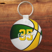 緑の金ゴールドカスタム選手の名前バスケットボール キーホルダー (正面)