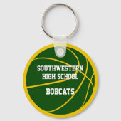 緑の金ゴールドカスタム選手の名前バスケットボール キーホルダー (裏面)