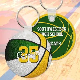 緑の金ゴールドカスタム選手の名前バスケットボール キーホルダー