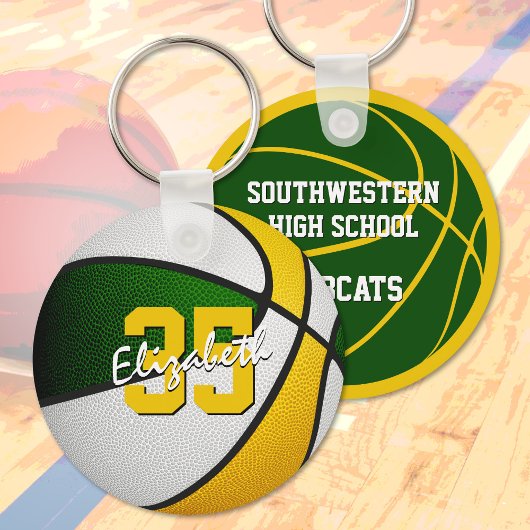 緑の金ゴールドカスタム選手の名前バスケットボール キーホルダー