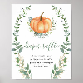 緑の金ゴールドカボチャおむつラッフルベビーシャワー ポスター