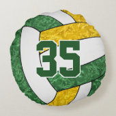 緑の金ゴールドガーリースポーツバレーボールチームの色 ラウンドクッション (裏面)