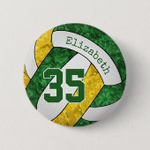 緑の金ゴールドガールズバレーボールチームカラー 缶バッジ (正面)