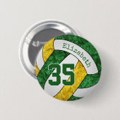 緑の金ゴールドガールズバレーボールチームカラー 缶バッジ (正面&裏面)