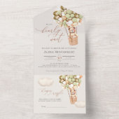 緑の金ゴールドクマのバルーン赤ちゃんシャワー オールインワン招待状 (内側)