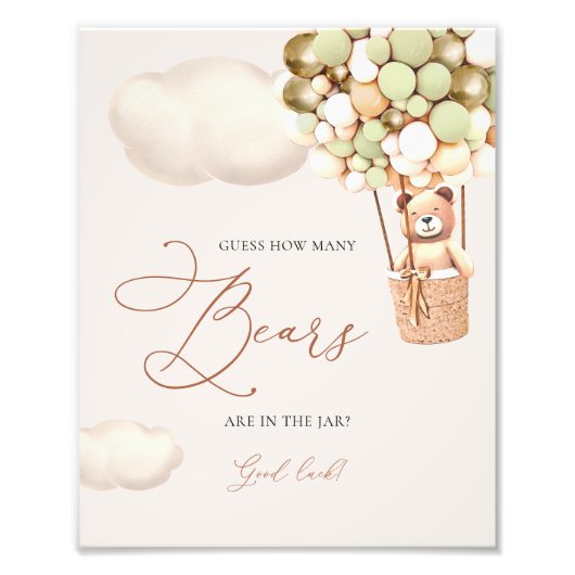 緑の金ゴールドクマの気球は何人のクマのサインを推測 フォトプリント (正面)