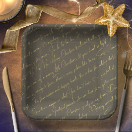 緑の金ゴールドクリスマスタイポグラフィパターン36 ID1009 ペーパープレート