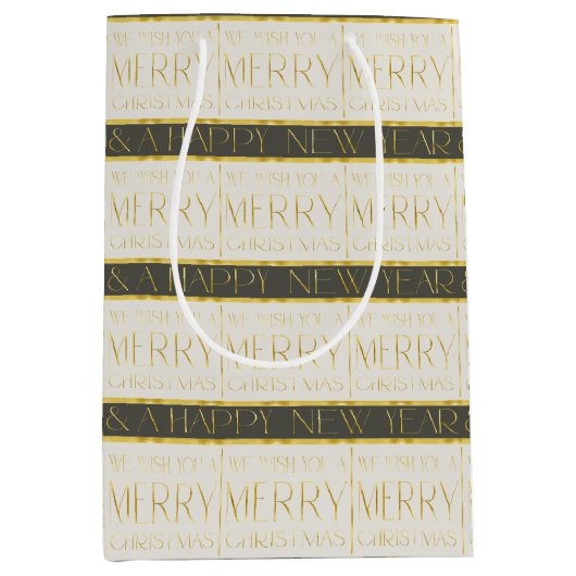 緑の金ゴールドクリスマスパターン#35 ID1009 ミディアムペーパーバッグ (正面)