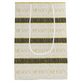 緑の金ゴールドクリスマスパターン#35 ID1009 ミディアムペーパーバッグ (裏面)