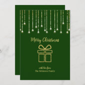 緑の金ゴールドクリスマスプレゼント松の木の休日 シーズンカード (正面/裏面)