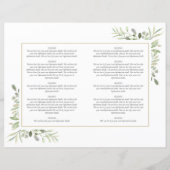 緑の金ゴールドクロスバプテスマ《キリスト教》洗礼式や命名式プログラム (裏面)