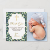 緑の金ゴールドグリッターバプテスマサンキューカード サンキューカード (正面)