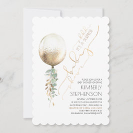 緑の金ゴールドグリッターバルーンサプライズ赤ちゃんシャワー 招待状