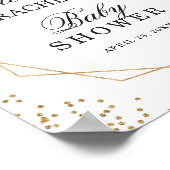 緑の金ゴールドグリッターフローラ赤ちゃんシャワーのサイン ポスター (角)