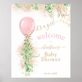 緑の金ゴールドグリッターユーカリバルーンウェルカム ポスター