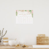 緑の金ゴールドグリッター推測ベビー到着日 ポスター (キッチン)