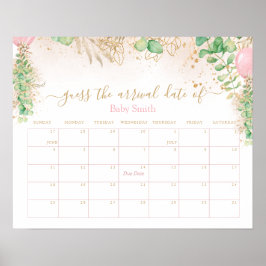 緑の金ゴールドグリッター推測ベビー到着日 ポスター