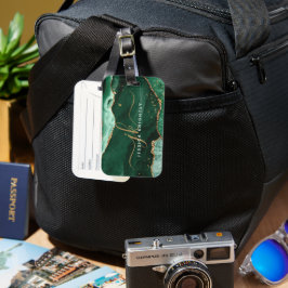 緑の金ゴールドゲートGeodeスクリプトイニシャルモノグラム ラゲッジタグ