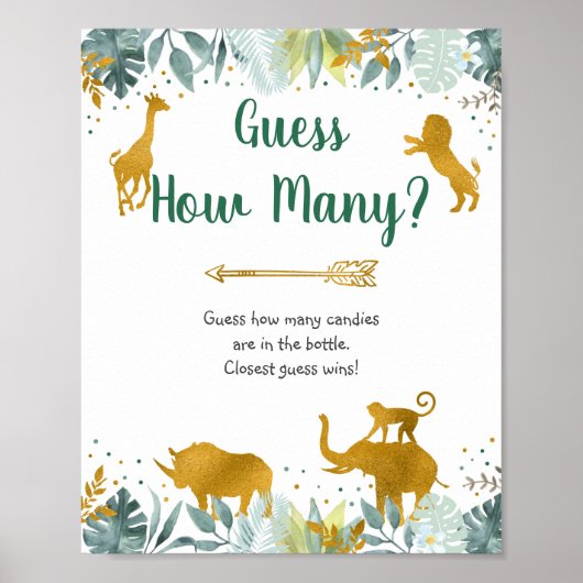 緑の金ゴールドサファリいくつゲームのサイン ポスター (正面)