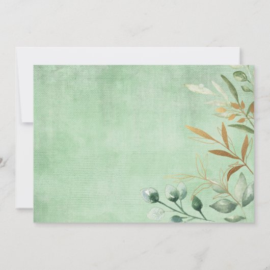 緑の金ゴールドサファリの野生動物が1歳の誕生日 招待状 (裏面)