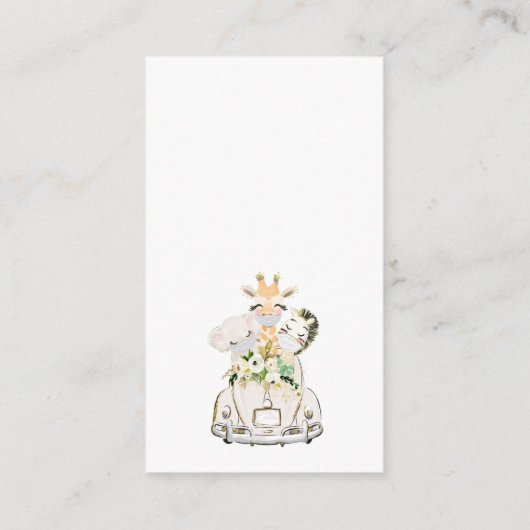 緑の金ゴールドサファリベビーシャワーディスプレイシャワー エンクロージャーカード (裏面)