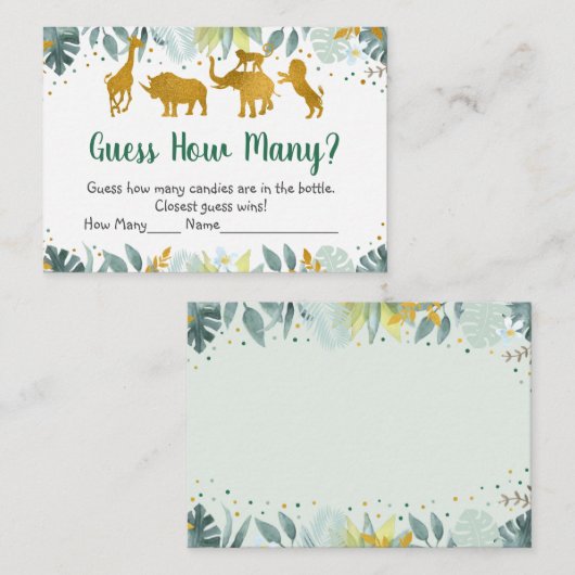 緑の金ゴールドサファリワイルドワン推測ゲーム数 エンクロージャーカード (正面/裏面)