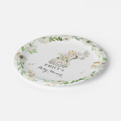 緑の金ゴールドサファリ動物がベビーシャワーで運転 ペーパープレート (アングル)