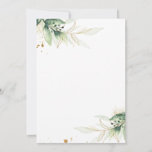 緑の金ゴールドサファリ動物がベビーシャワーで運転 招待状 (裏面)