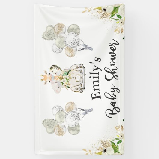 緑の金ゴールドサファリ動物がベビーシャワーで運転 横断幕 (縦)