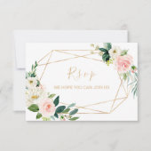 緑の金ゴールドジオメトリックエレガントフローラメニューの選択 出欠カード (正面)