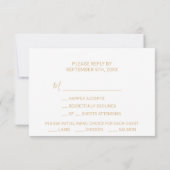 緑の金ゴールドジオメトリックエレガントフローラメニューの選択 出欠カード (裏面)