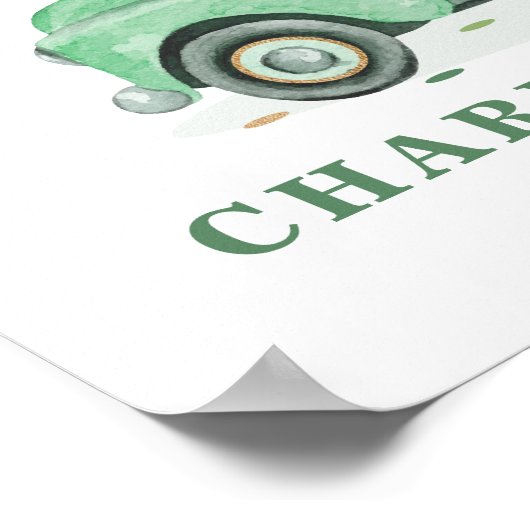 緑の金ゴールドジャングルサファリ動物ベビーシャワーSi ポスター (角)